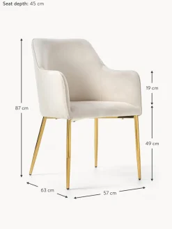 Sedia Con Braccioli In Velluto Ava