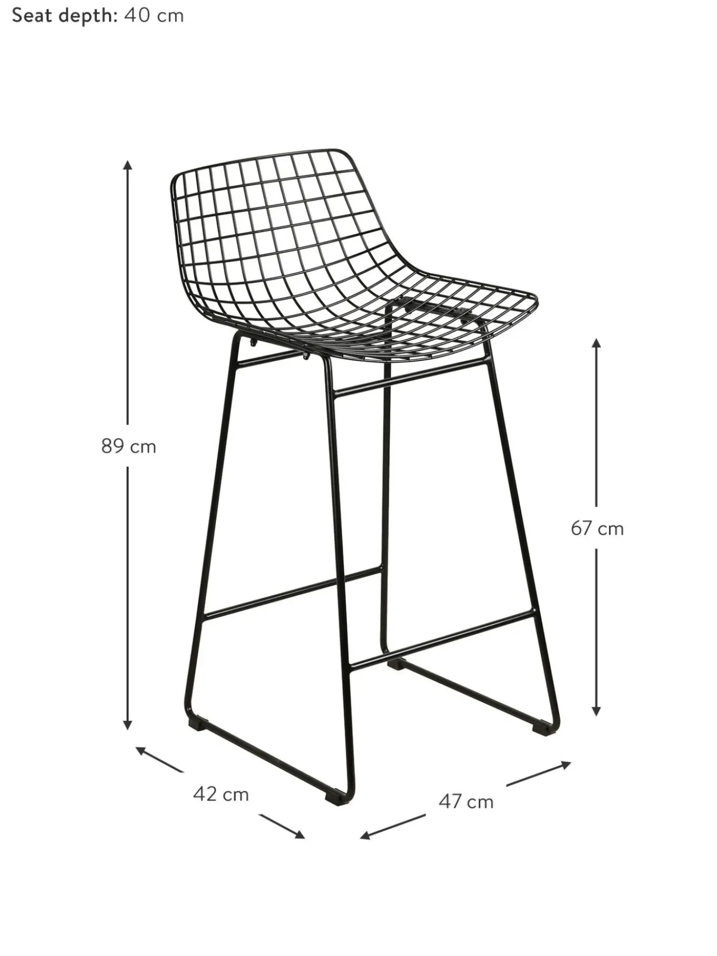 Sedia Da Bar In Metallo Wire