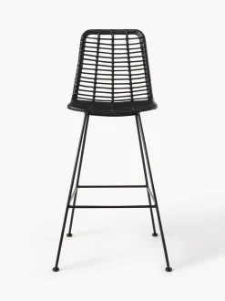 Sedia Da Bar In Polyrattan Con Gambe In Metallo Costa