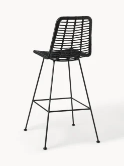 Sedia Da Bar In Polyrattan Con Gambe In Metallo Costa