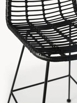 Sedia Da Bar In Polyrattan Con Gambe In Metallo Costa