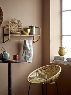 Sedia Da Bar In Rattan Con Gambe In Metallo Yonne