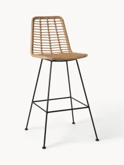 Sedia Da Bar Intrecciata Con Gambe In Metallo Costa