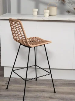 Sedia Da Bar Intrecciata Con Gambe In Metallo Costa