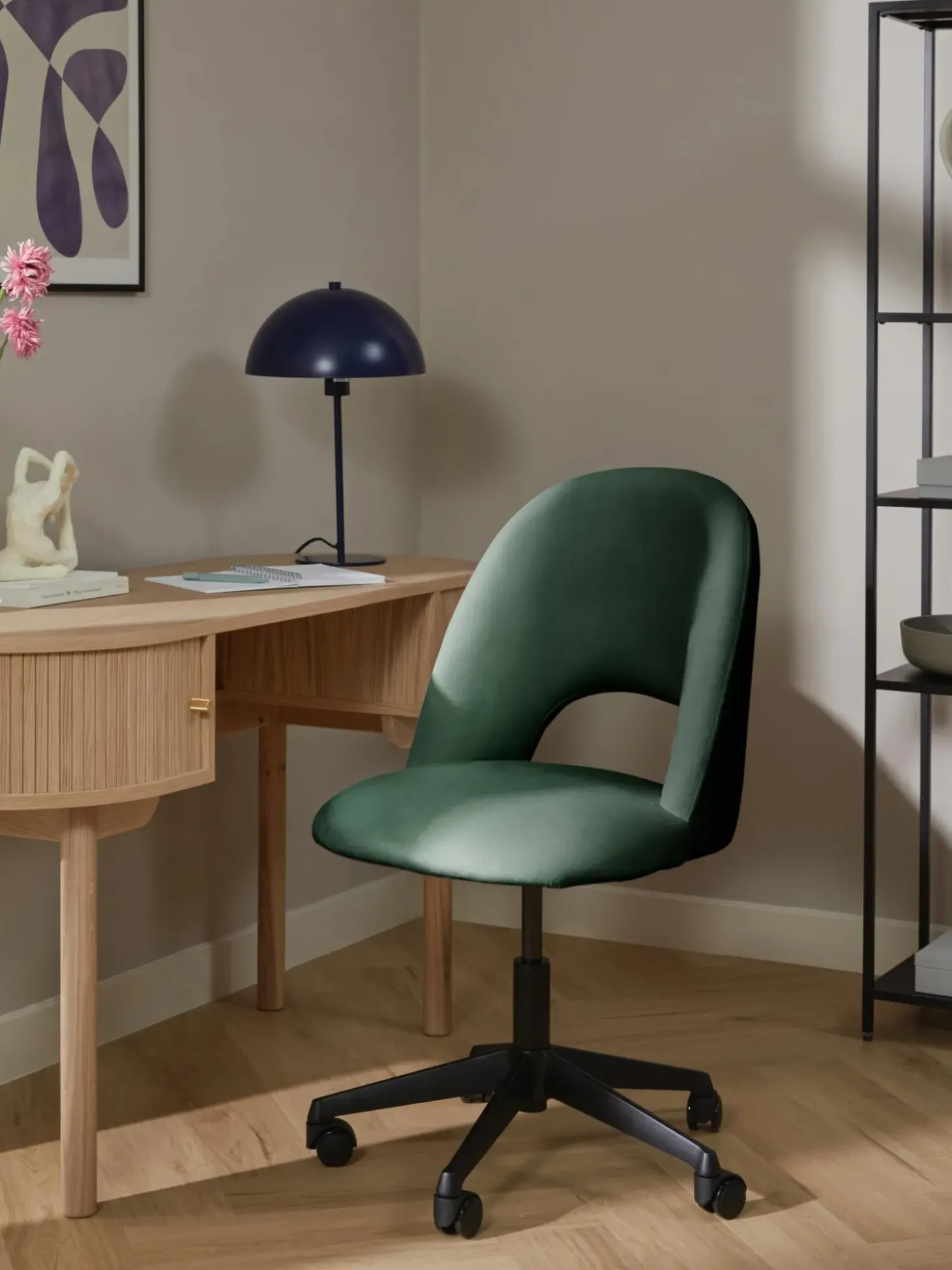 Sedia Da Scrivania In Velluto Rachel, Regolabile In Altezza