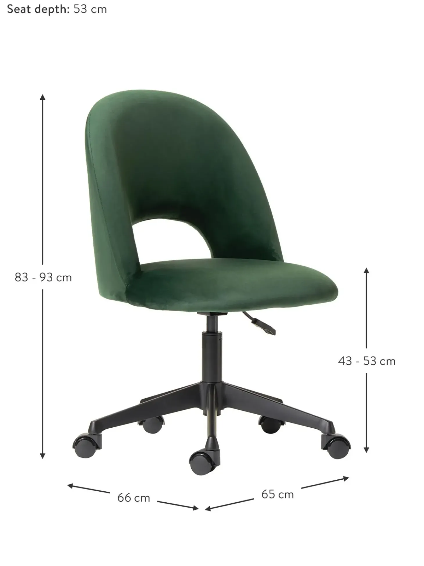 Sedia Da Scrivania In Velluto Rachel, Regolabile In Altezza