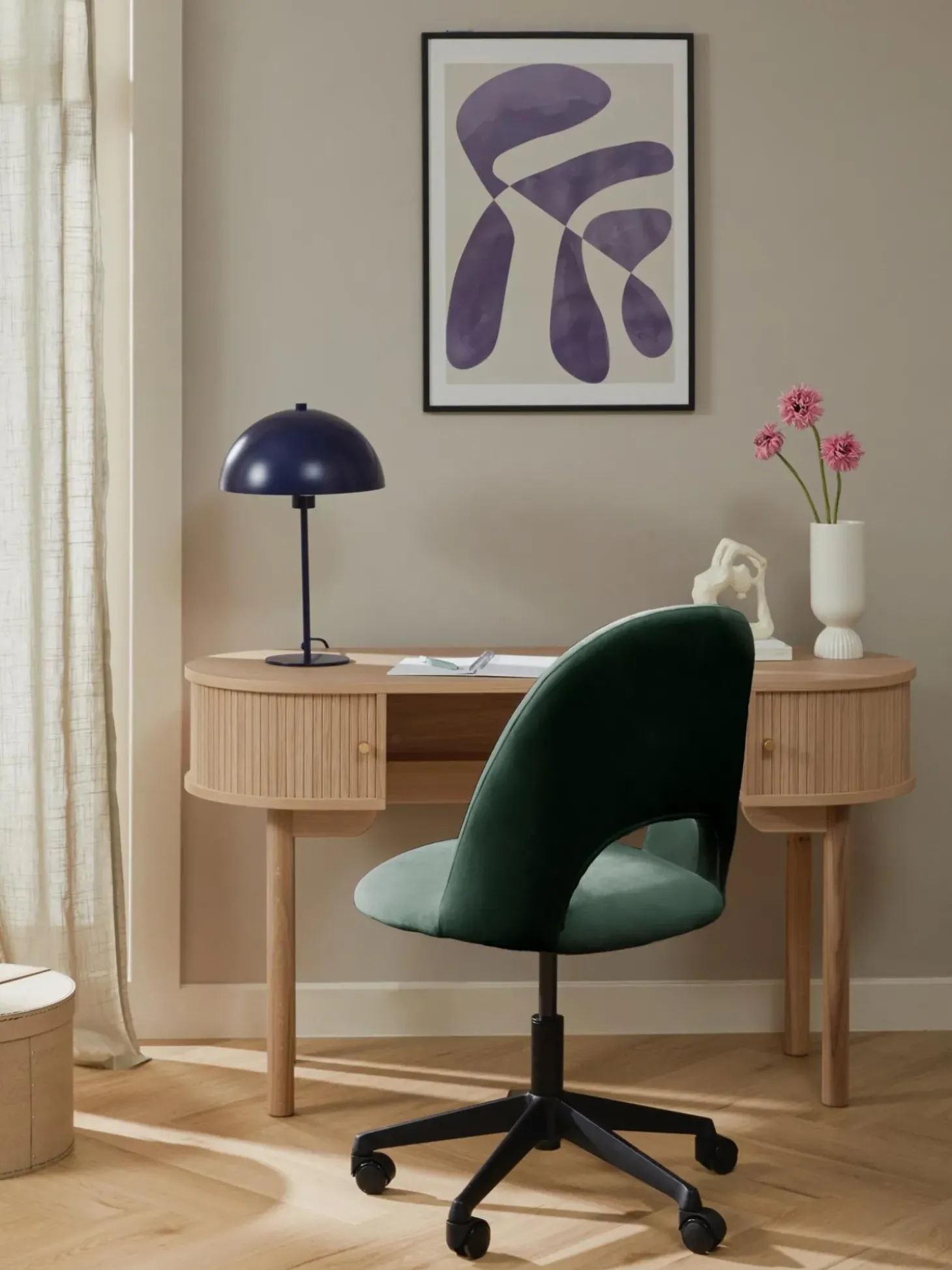 Sedia Da Scrivania In Velluto Rachel, Regolabile In Altezza