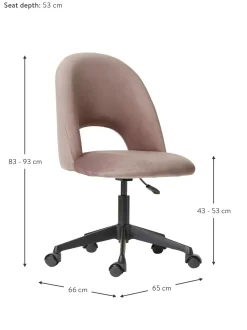 Sedia Da Scrivania In Velluto Rachel, Regolabile In Altezza