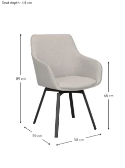 Sedia Girevole Con Braccioli Imbottita E Gambe In Metallo Alison