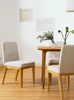 Sedia Imbottita In Tessuto Bianco Crema Koga