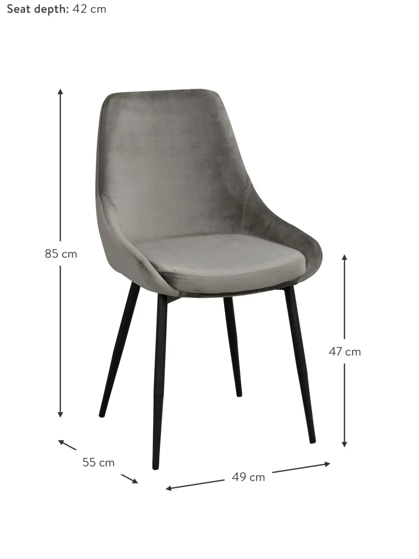 Sedia Imbottita In Velluto Sierra 2 Pz