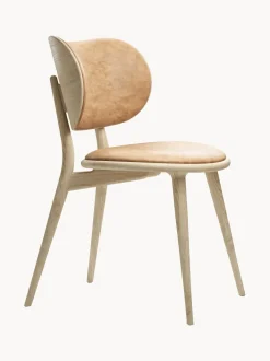 Sedia In Pelle Con Gambe In Legno Rocker, Fatta A Mano