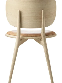 Sedia In Pelle Con Gambe In Legno Rocker, Fatta A Mano