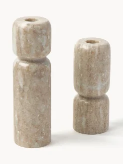 Set 2 Candelabri In Marmo Como