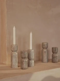 Set 2 Candelabri In Marmo Como