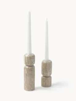 Set 2 Candelabri In Marmo Como