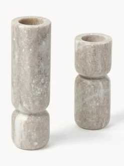 Set 2 Candelabri In Marmo Como