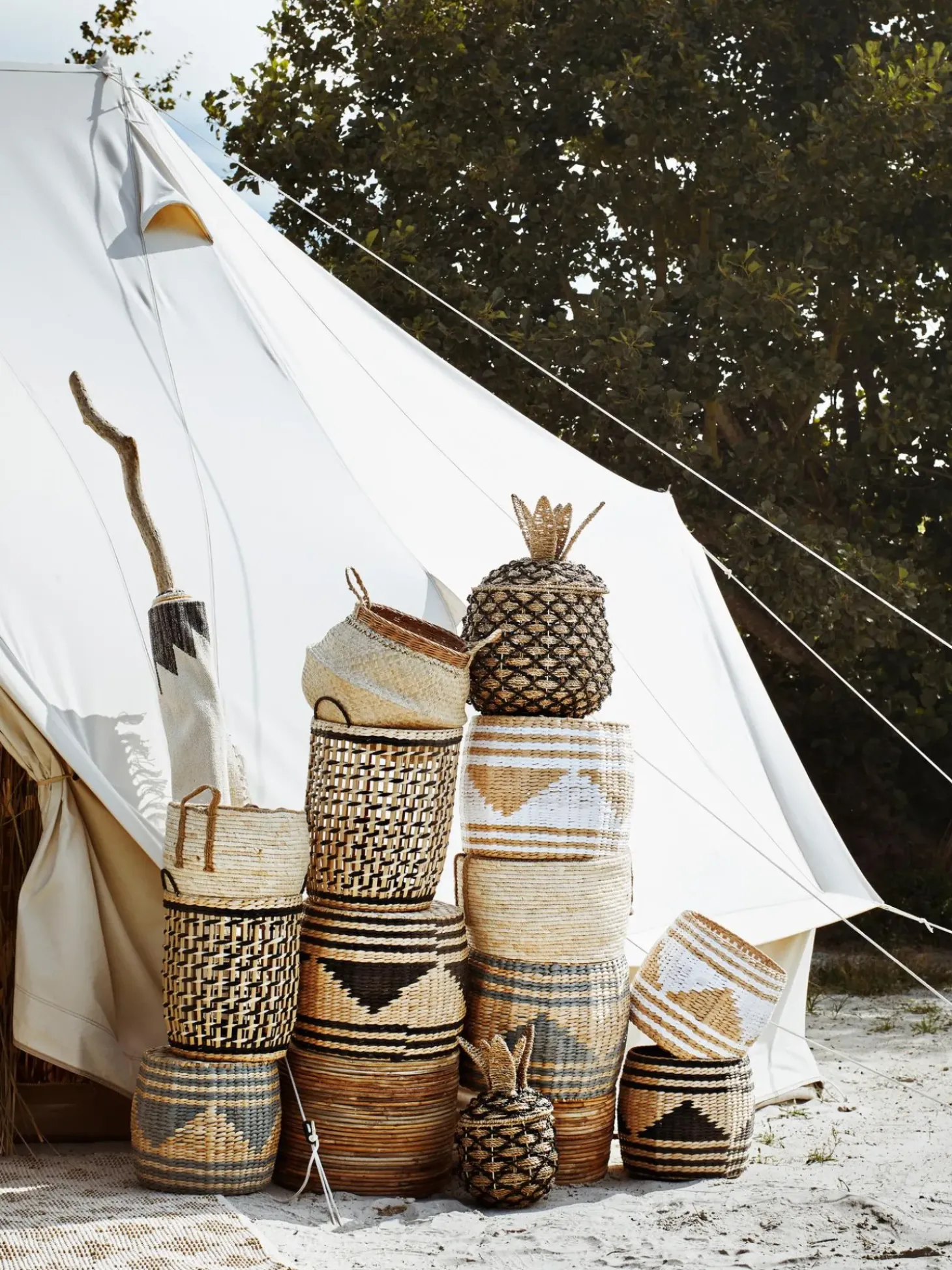 Set 2 Cesti Portaoggetti In Vimini Di Giunco Anna