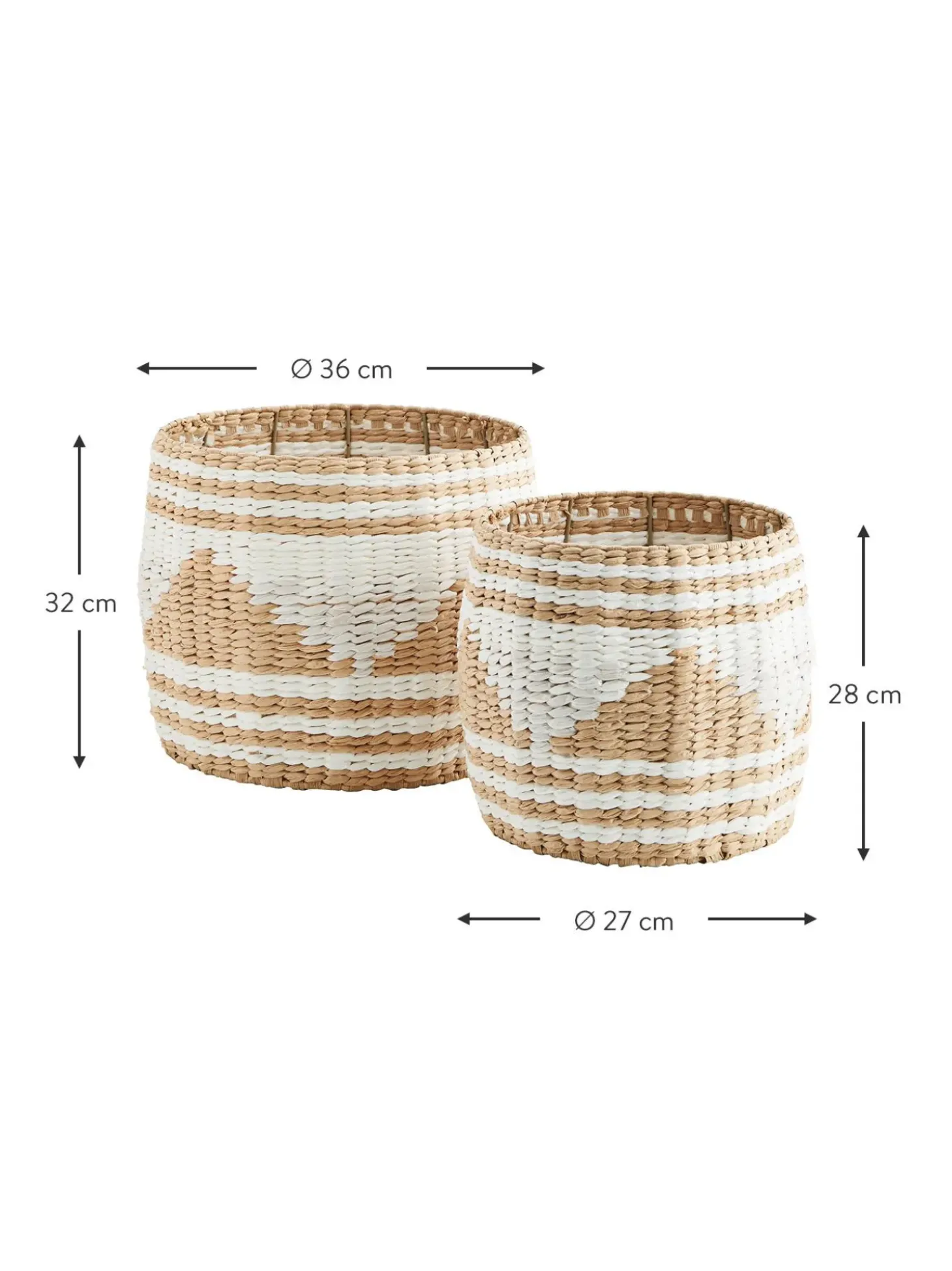 Set 2 Cesti Portaoggetti In Vimini Di Giunco Pyramid