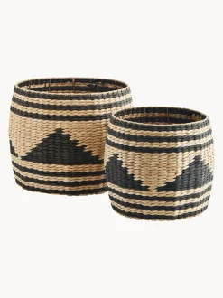 Set 2 Cesti Portaoggetti In Vimini Di Giunco Pyramid