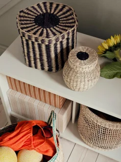 Set 3 Cofanetti Fatti A Mano In Fibra Naturale Polly