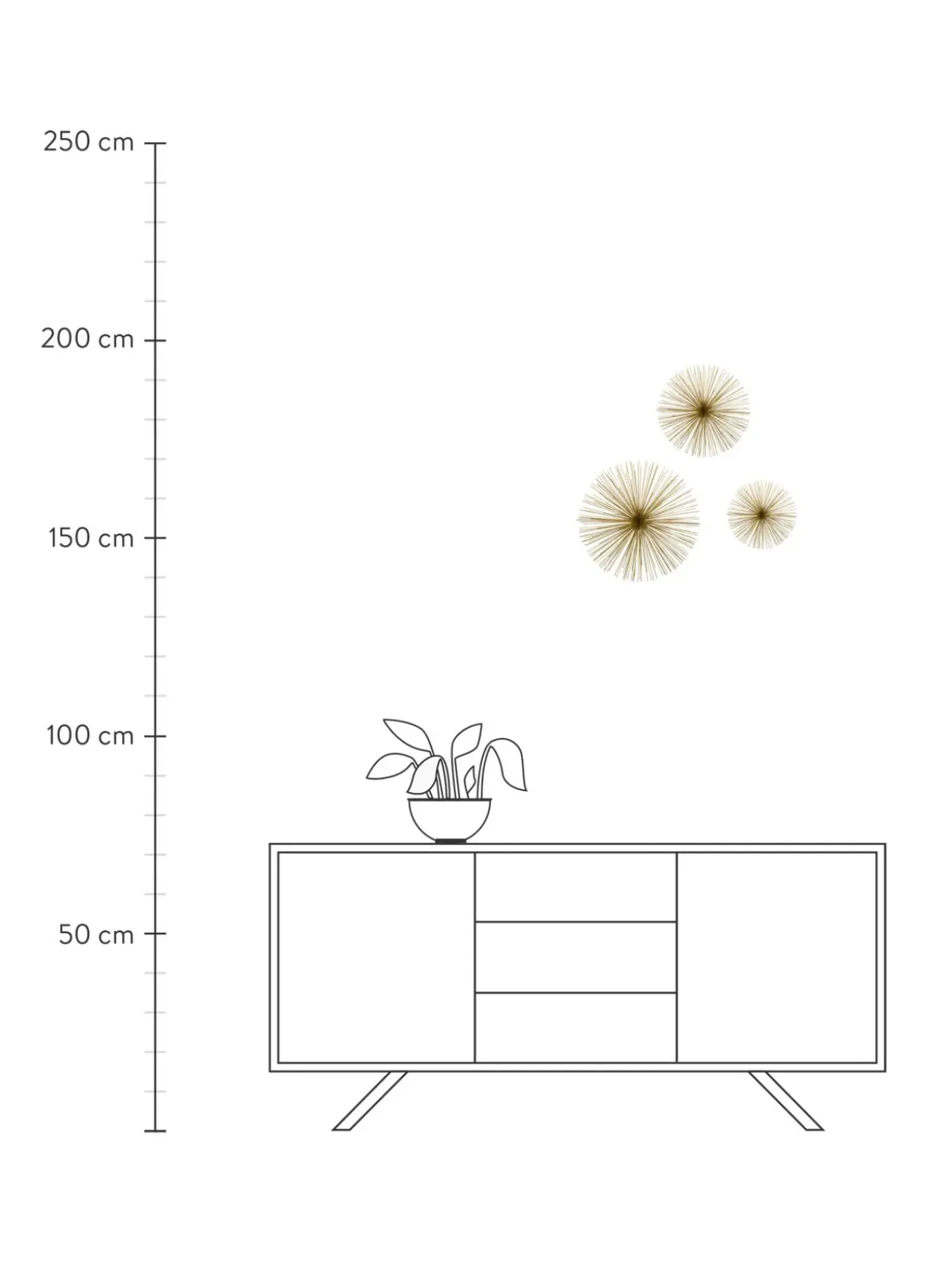 Set 3 Decorazioni Da Parete In Metallo Ray