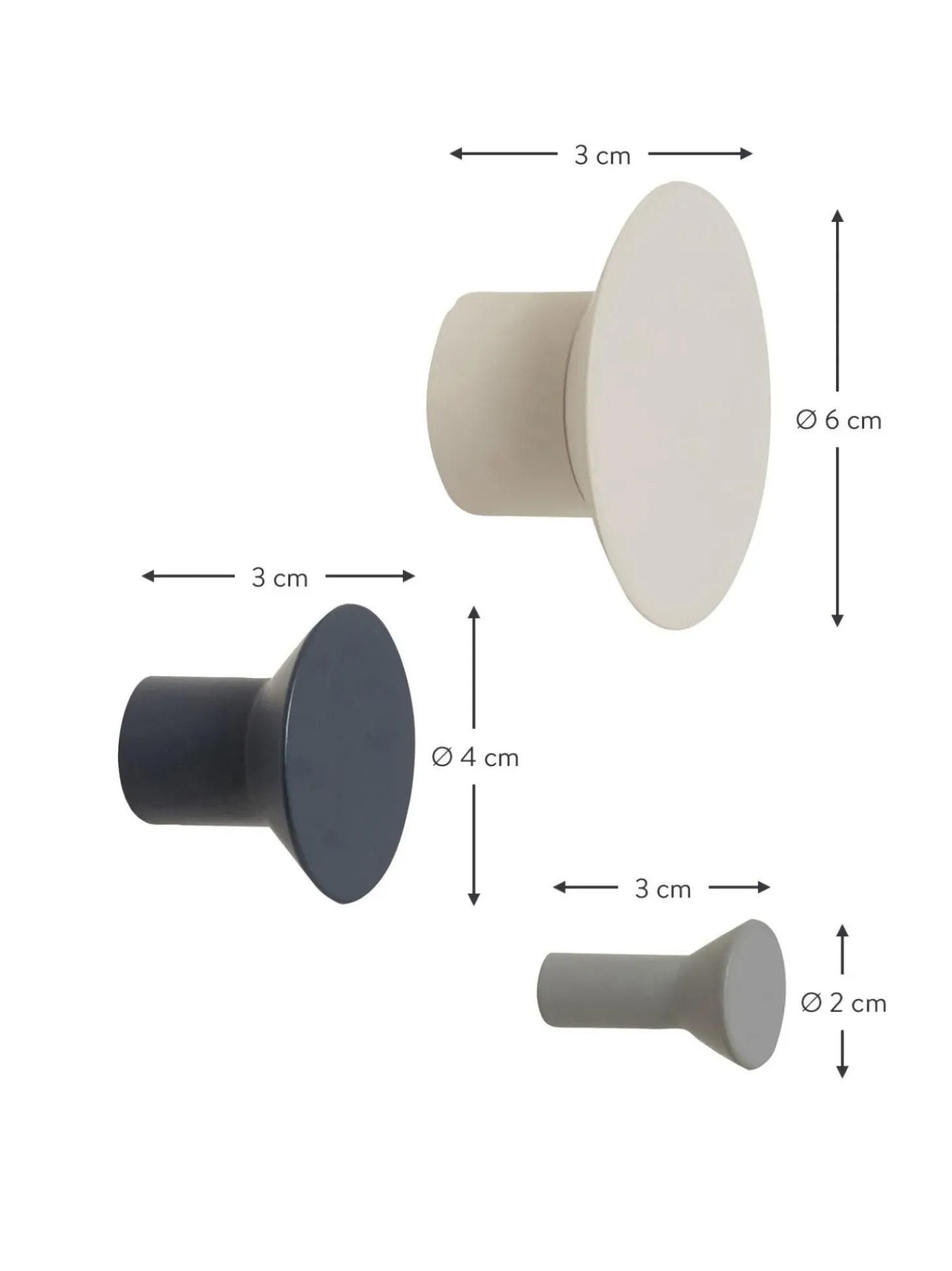 Set 3 Ganci Appendiabiti In Metallo Spot