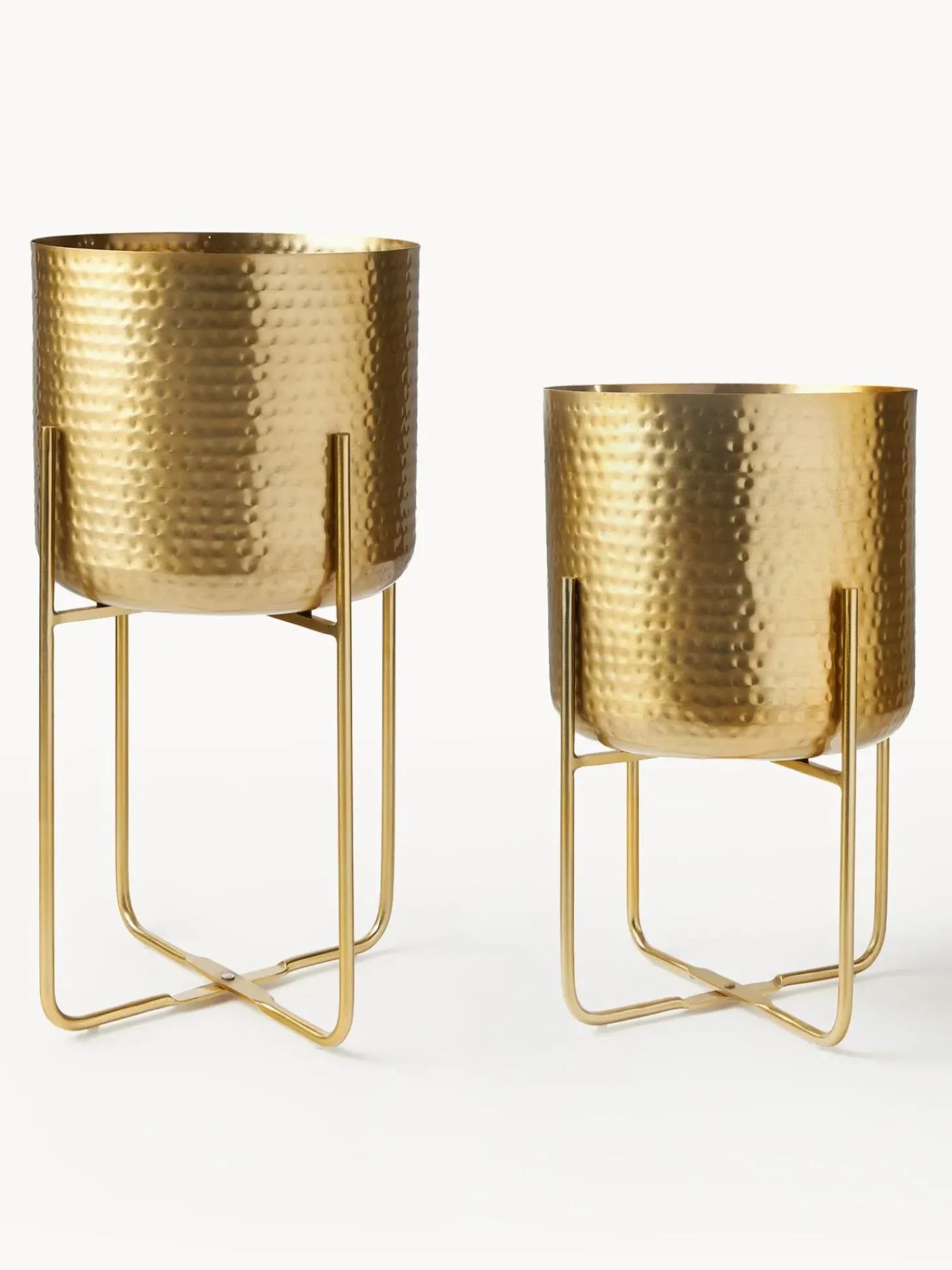 Set 2 Portavasi Alti In Metallo Effetto Martellato Nives