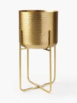 Set 2 Portavasi Alti In Metallo Effetto Martellato Nives