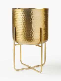 Set 2 Portavasi Alti In Metallo Effetto Martellato Nives