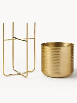 Set 2 Portavasi Alti In Metallo Effetto Martellato Nives