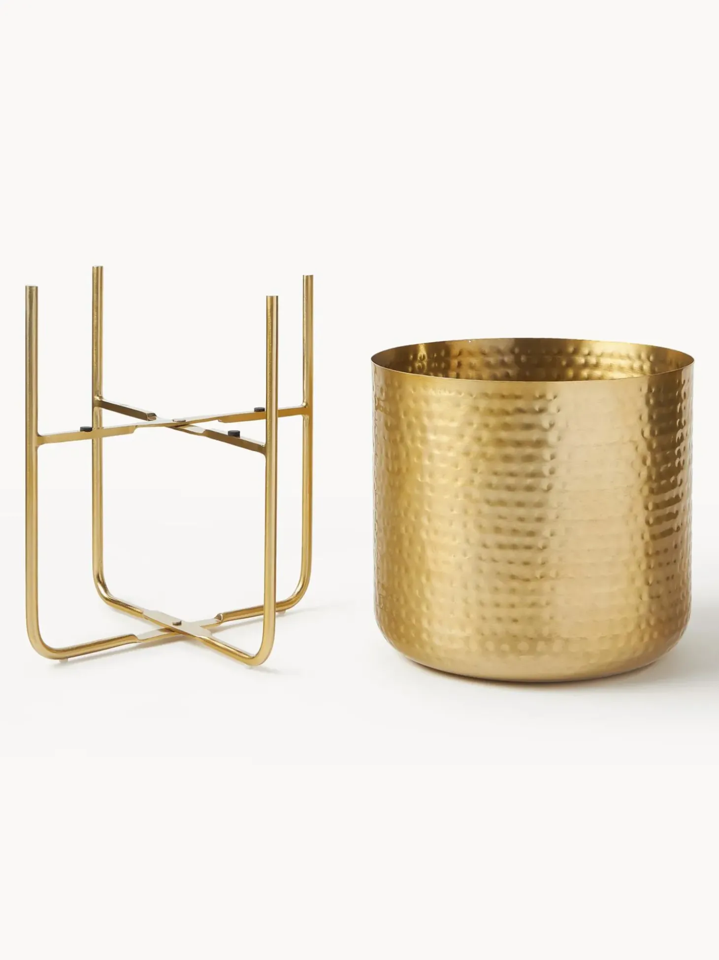 Set 2 Portavasi Alti In Metallo Effetto Martellato Nives