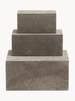 Set 3 Scatole Portaoggetti In Pelle Di Capra Mario