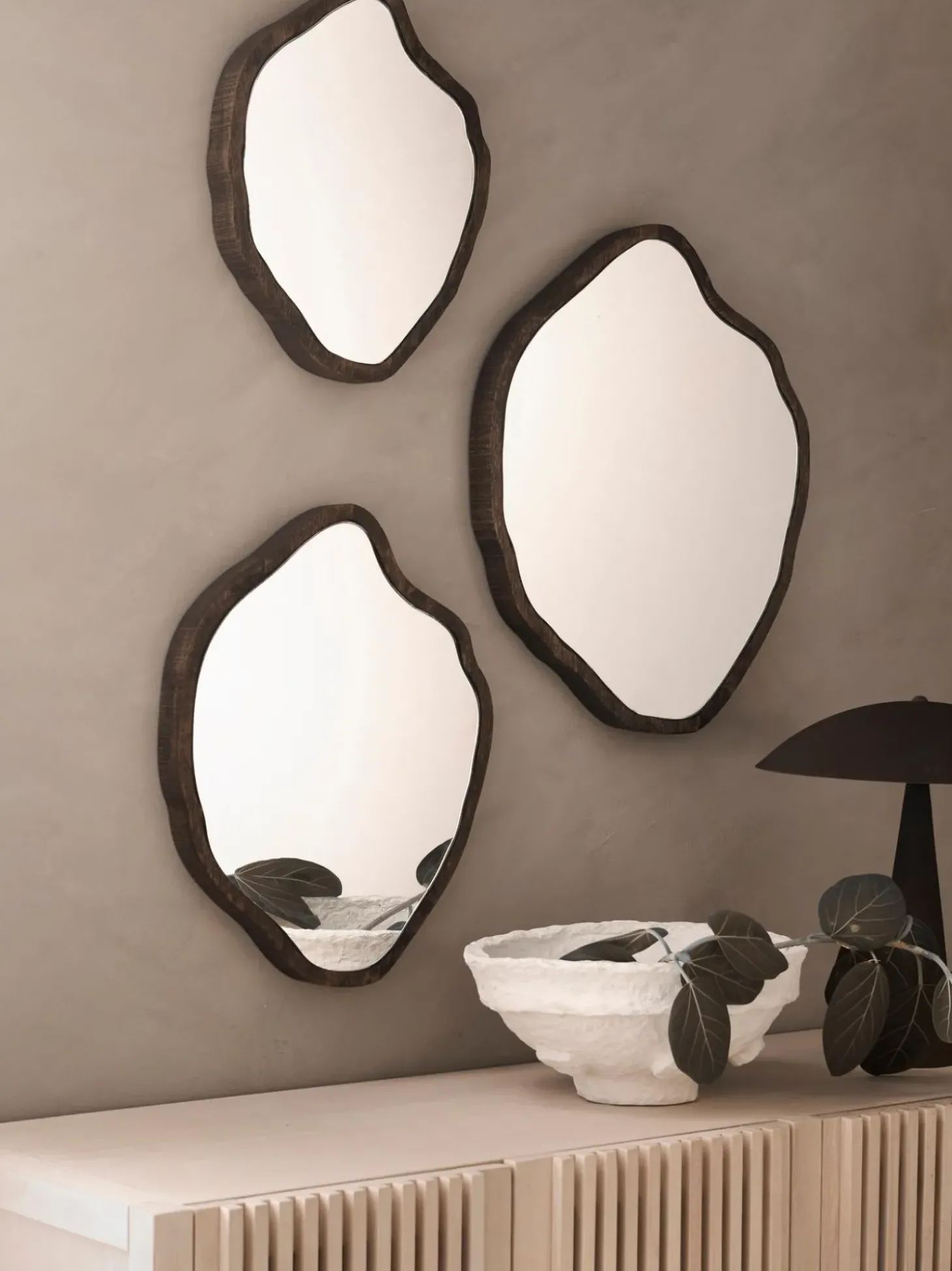 Set 3 Specchi Da Parete In Forma Organica Bello