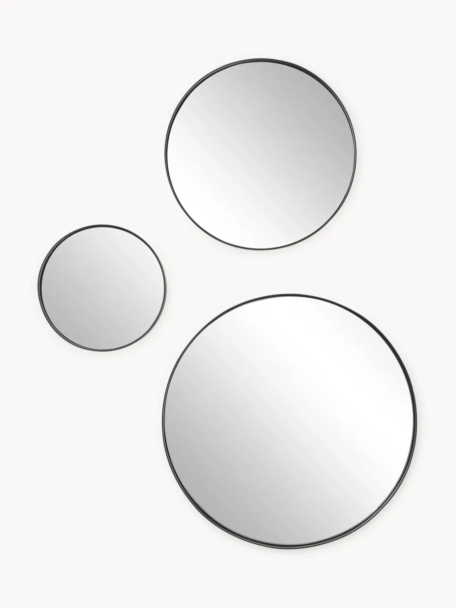 Set 3 Specchi Da Parete Rotondi Con Cornice In Metallo Lacie