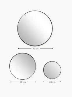 Set 3 Specchi Da Parete Rotondi Con Cornice In Metallo Lacie