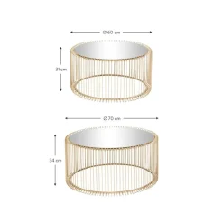 Set 2 Tavolini Da Salotto Con Piano In Vetro Wire*Kare Design Best