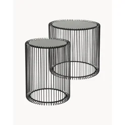Set 2 Tavolini Da Salotto Con Piano In Vetro Wire*Kare Design Discount