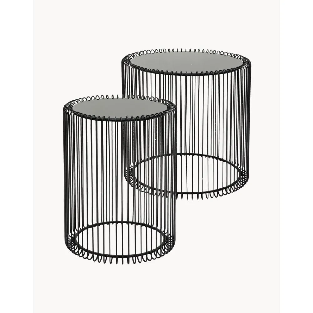 Set 2 Tavolini Da Salotto Con Piano In Vetro Wire*Kare Design Discount