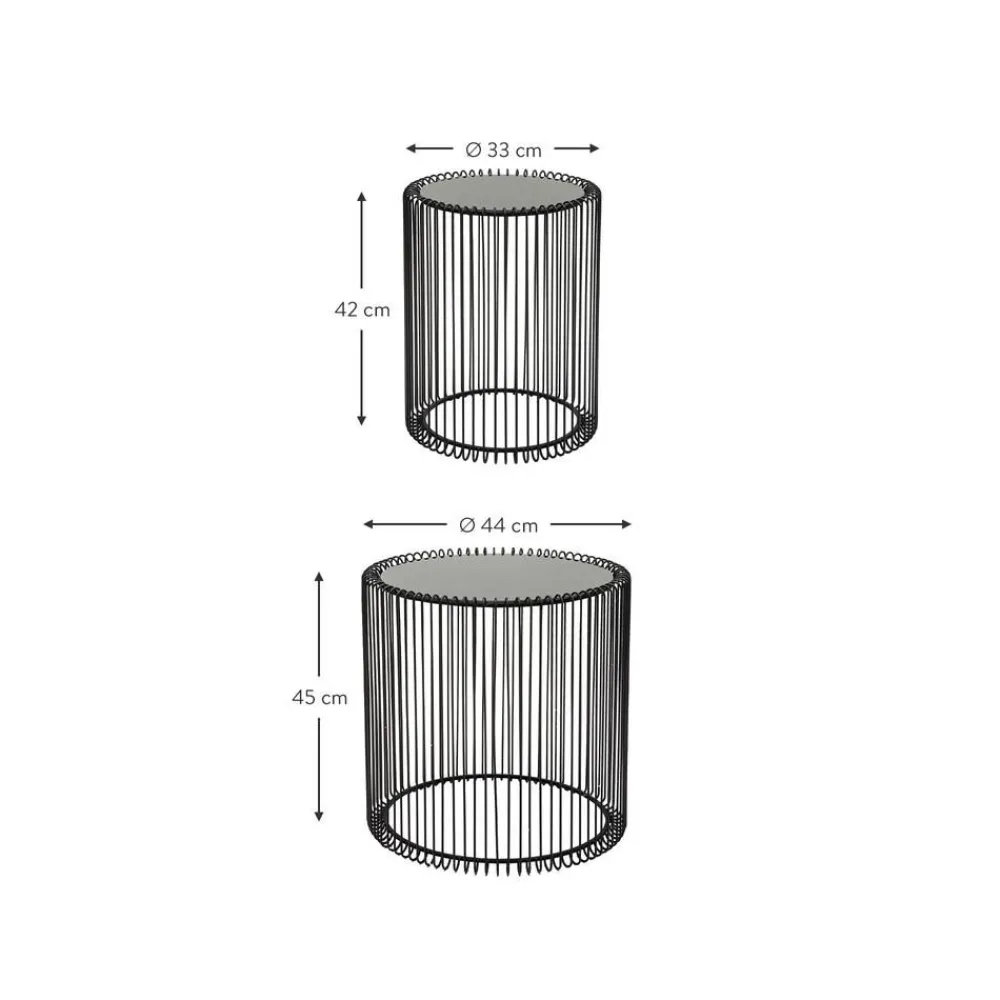 Set 2 Tavolini Da Salotto Con Piano In Vetro Wire*Kare Design Discount