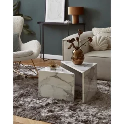 Set 2 Tavolini Da Salotto Effetto Marmo Vilma*Westwing Collection Outlet