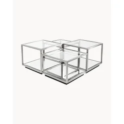 Set 4 Tavolini Da Salotto Con Piano In Vetro A Specchio Luigi*Kare Design Discount