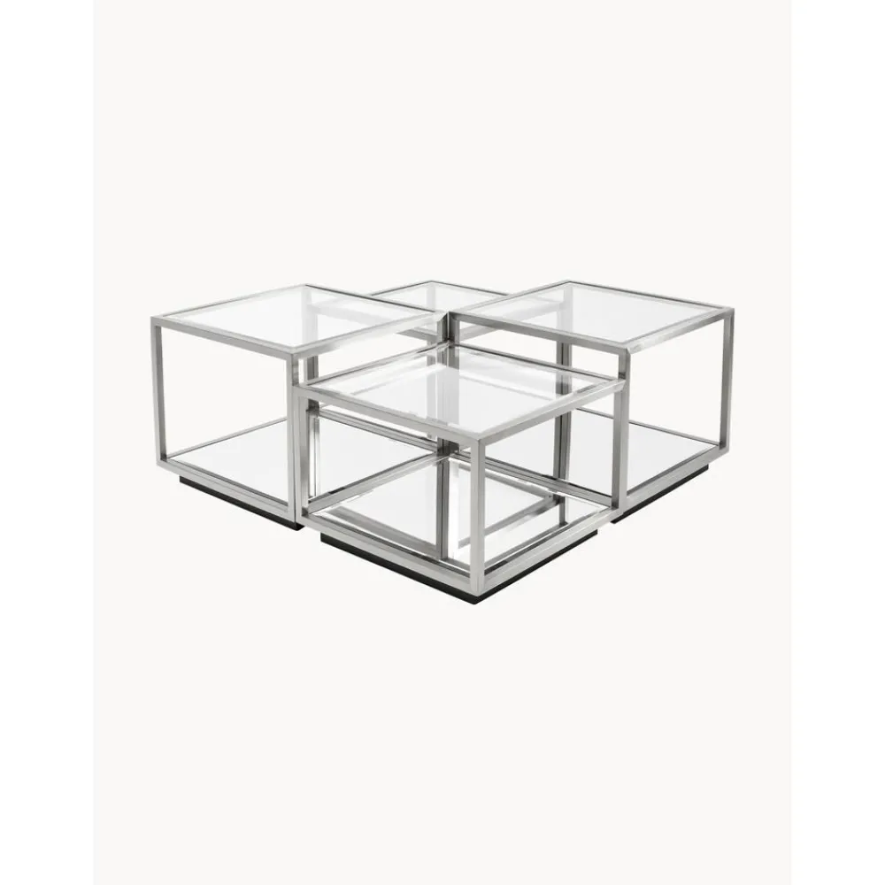 Set 4 Tavolini Da Salotto Con Piano In Vetro A Specchio Luigi*Kare Design Discount