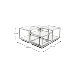 Set 4 Tavolini Da Salotto Con Piano In Vetro A Specchio Luigi*Kare Design Discount