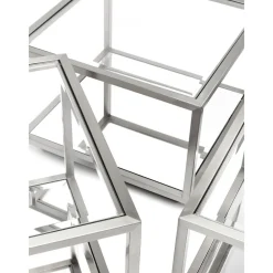 Set 4 Tavolini Da Salotto Con Piano In Vetro A Specchio Luigi*Kare Design Discount