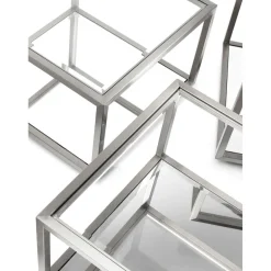 Set 4 Tavolini Da Salotto Con Piano In Vetro A Specchio Luigi*Kare Design Discount