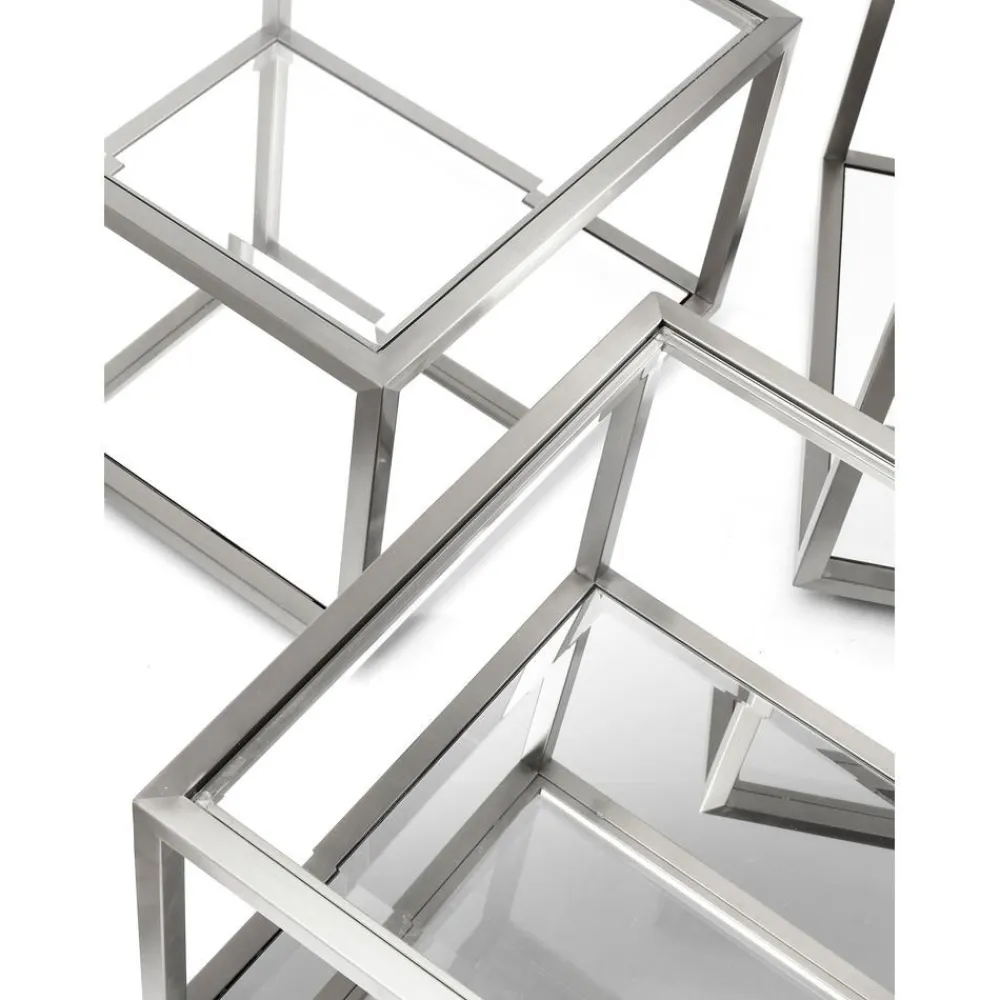 Set 4 Tavolini Da Salotto Con Piano In Vetro A Specchio Luigi*Kare Design Discount