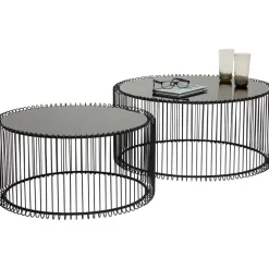 Set 2 Tavolini Da Salotto Con Piano In Vetro Wire*Kare Design Hot