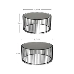 Set 2 Tavolini Da Salotto Con Piano In Vetro Wire*Kare Design Hot