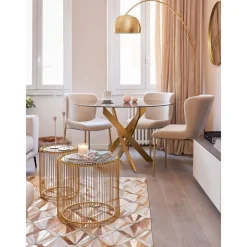 Set 2 Tavolini Da Salotto Con Piano In Vetro Wire*Kare Design New